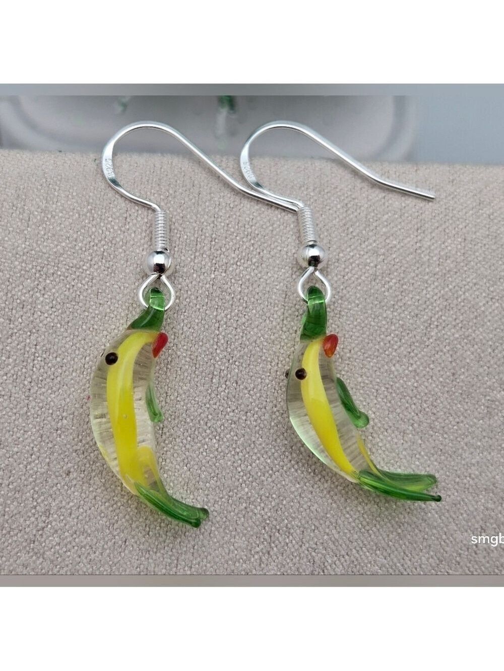 ✨2/$10✨ Handcrafted Lampwork Glass Tropical Fish Earrings Sterling Silver Hook